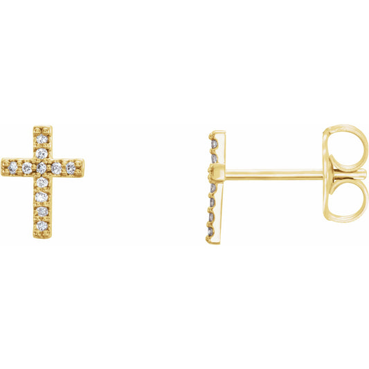 14K Yellow .05 CTW Diamond Cross Earrings