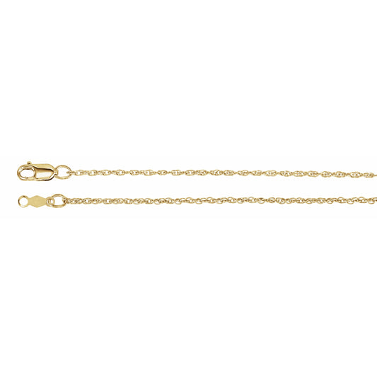 14K Yellow 1.25 mm Rope 7 Chain