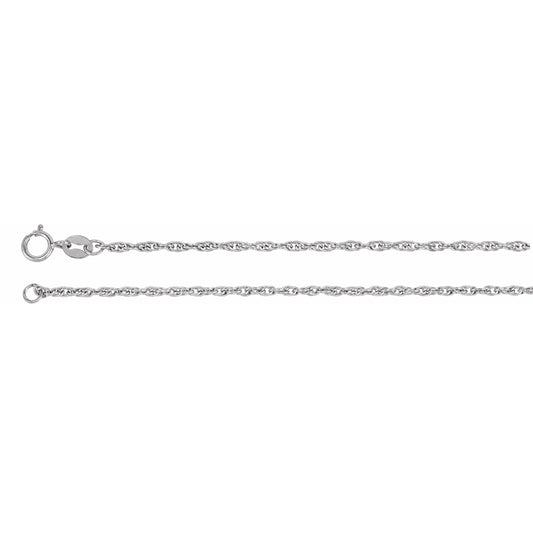 14K White 1.75 mm Solid Rope 7 Chain