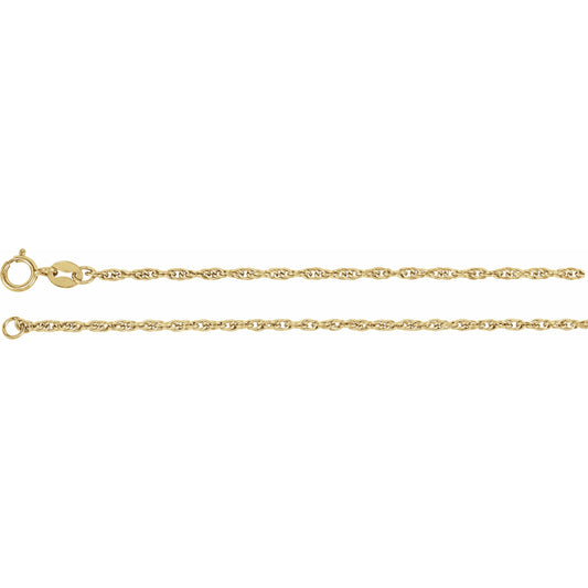 14K Yellow 1.75 mm Solid Rope 7 Chain