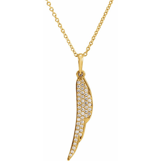 14K Yellow 1/5 CTW Diamond Feather 16-18 Necklace