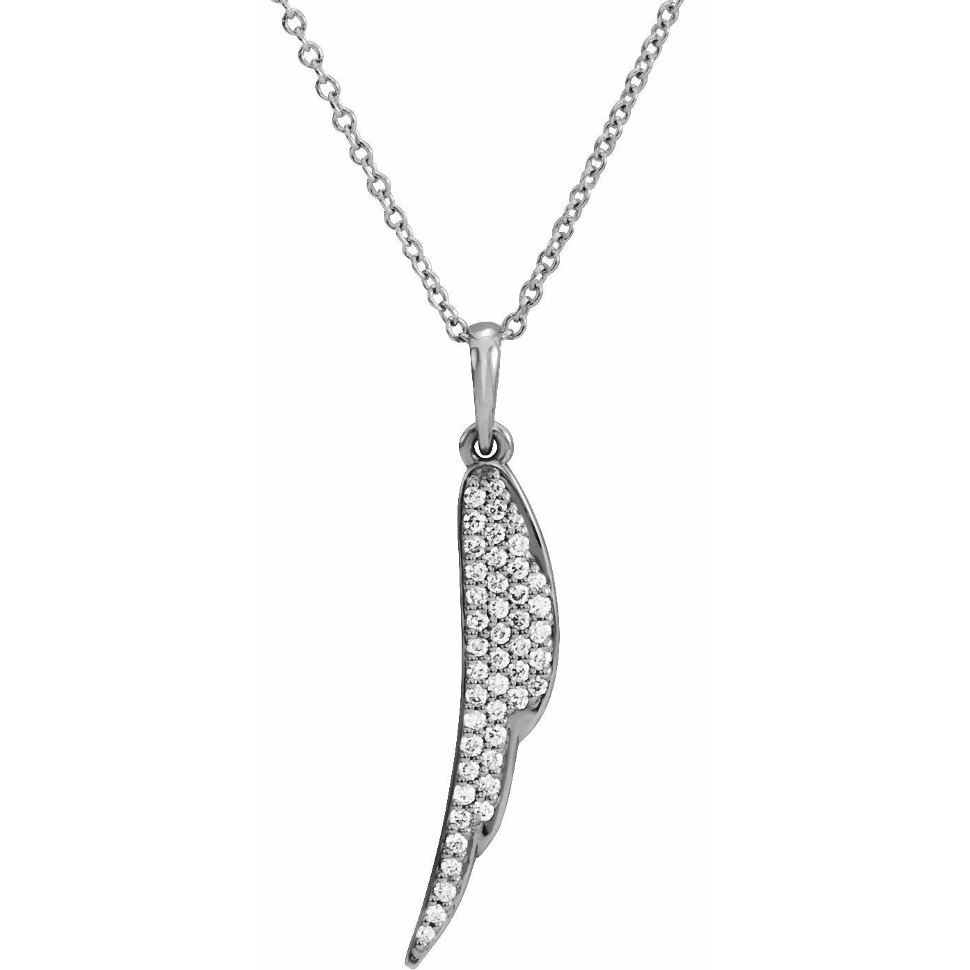 14K White 1/5 CTW Diamond Feather 16-18 Necklace