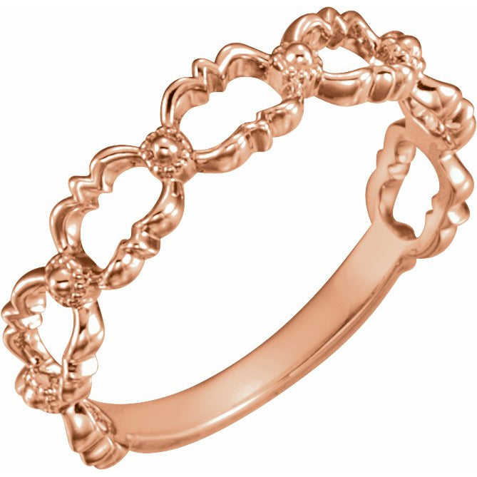14K Rose Stackable Bead Ring