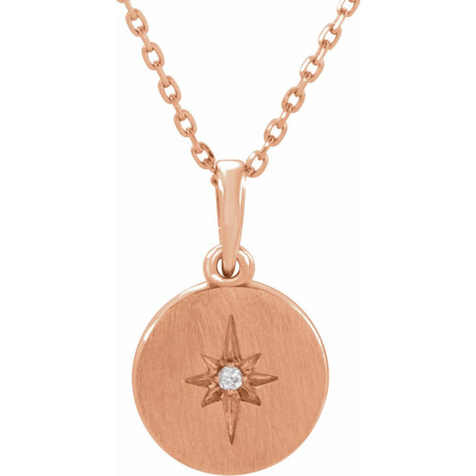 14K Rose .01 CT Diamond Starburst 16-18 Necklace