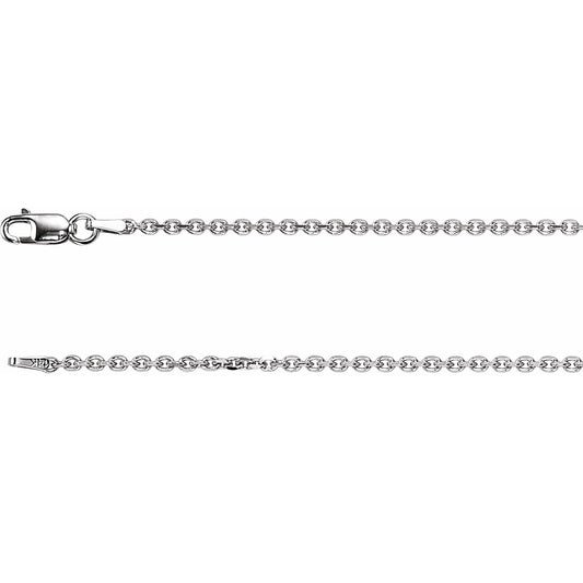 14K White 1.75 mm Solid Diamond-Cut Cable 7 Chain