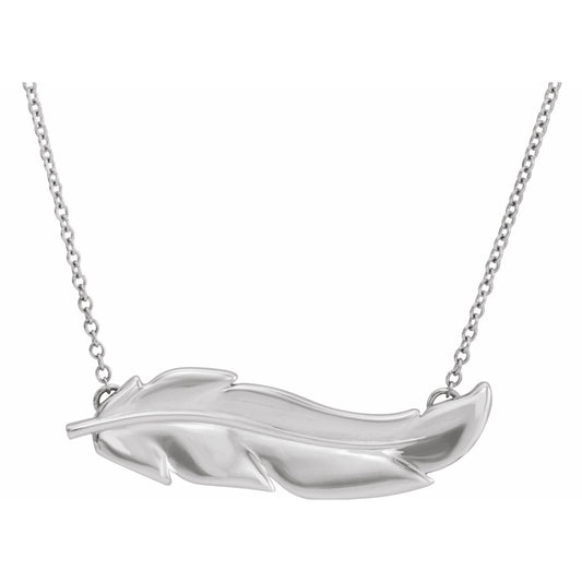 14K White Feather 16-18 Necklace