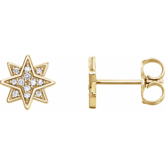 14K Yellow .08 CTW Diamond Star Earrings