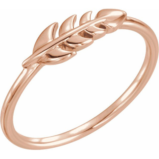 14K Rose Leaf Ring