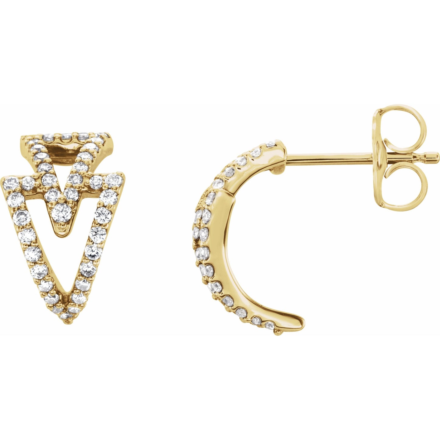 14K Yellow 1/4 CTW Diamond Geometric Hoop Earrings