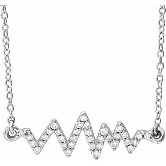 14K White 1/6 CTW Diamond Heartbeat 16-18 Necklace