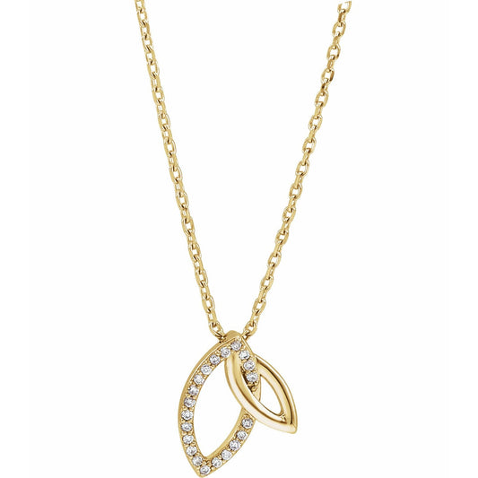 14K Yellow .05 CTW Diamond Double Leaf 18 Necklace