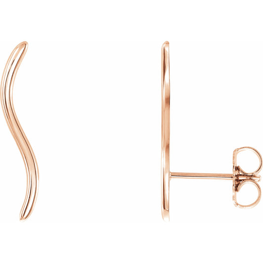 14K Rose Wavy Ear Climbers