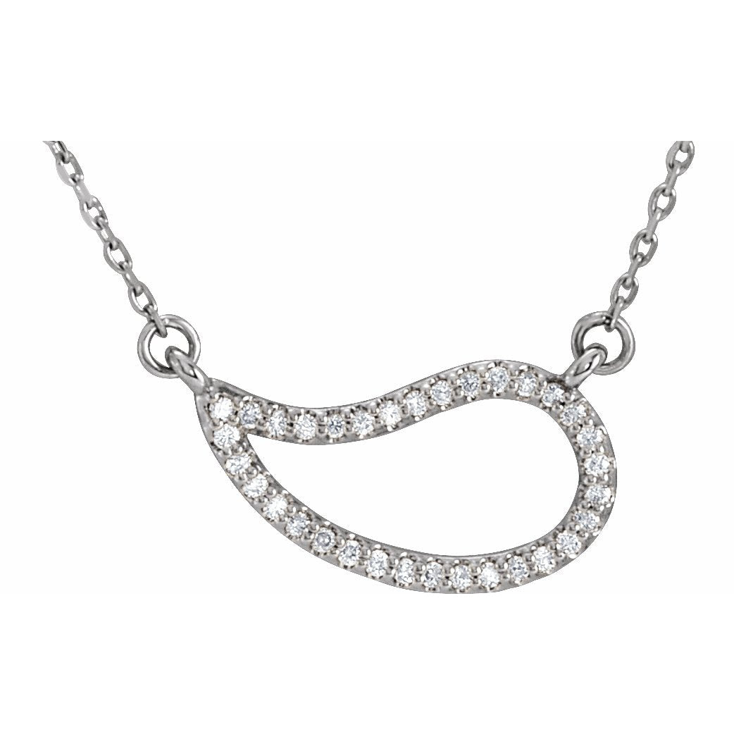 14K White 1/6 CTW Diamond Paisley 18 Necklace
