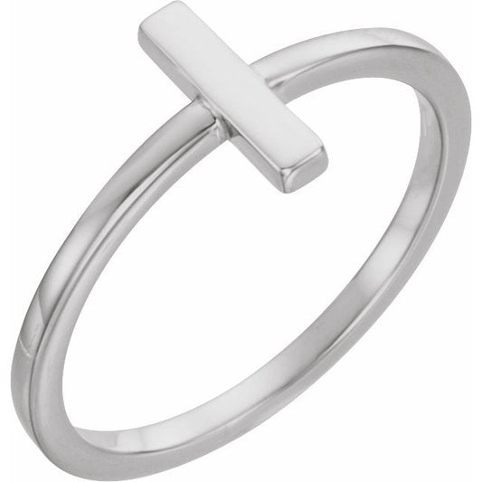 14K White Bar Ring
