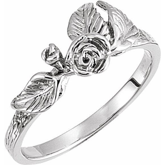 14K White Floral-Inspired Ring