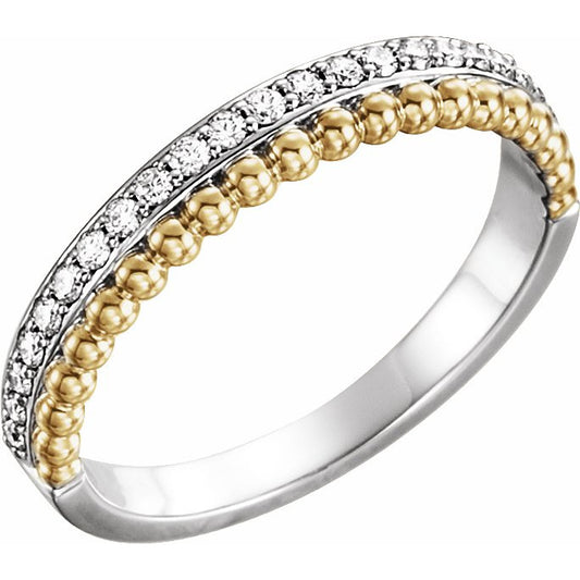 14K White/Yellow 1/5 CTW Diamond Beaded Ring