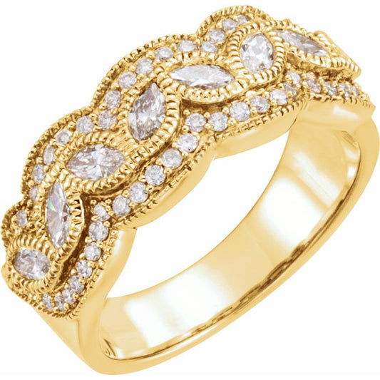 14K Yellow 1 CTW Diamond Anniversary Band