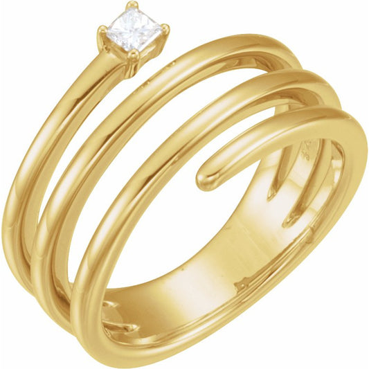 14K Yellow 1/10 CTW Diamond Freeform Ring