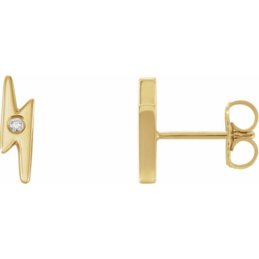 14K Yellow .03 CTW Diamond Lighting Bolt Earrings