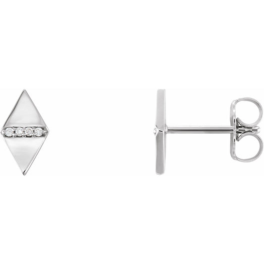 14K White .025 CTW Diamond Geometric Earrings
