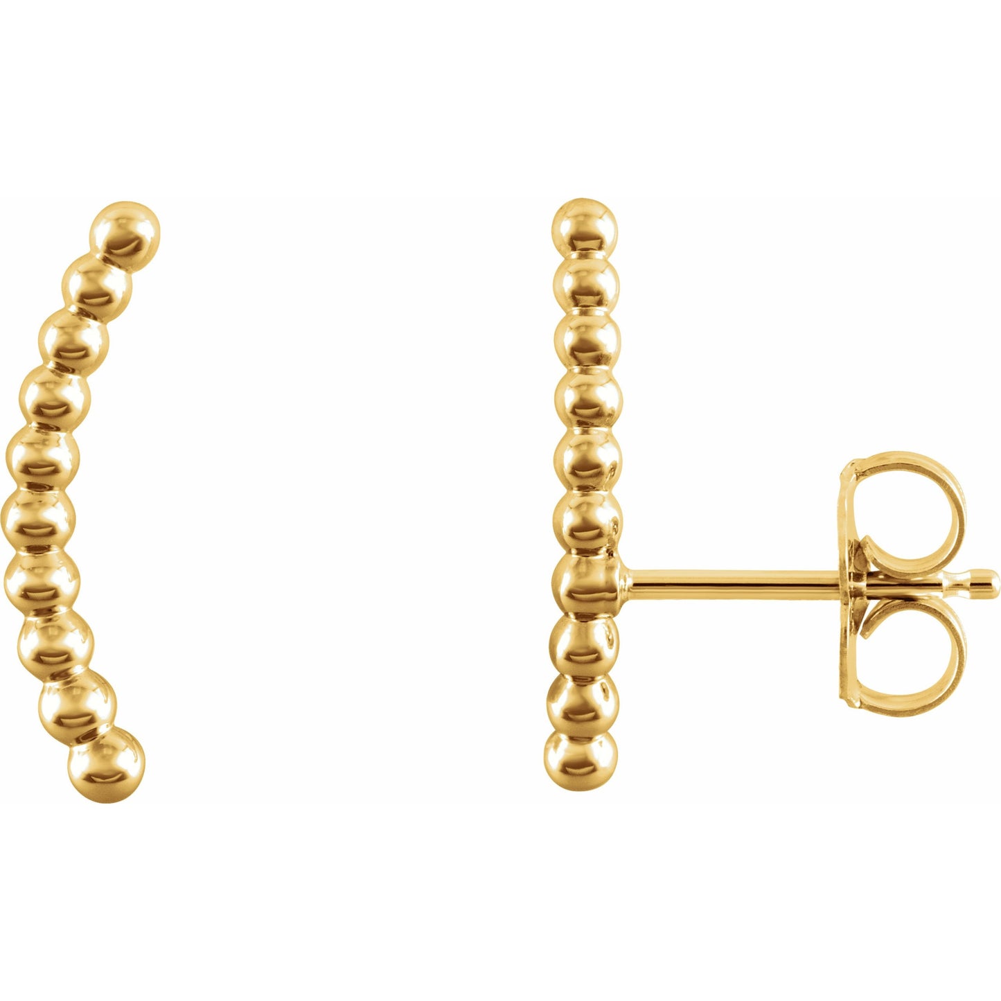 14K Yellow Beaded Ear Climbers