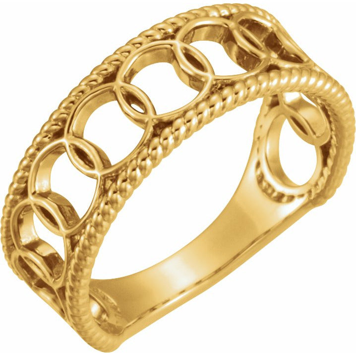 14K Yellow Geometric Rope Ring