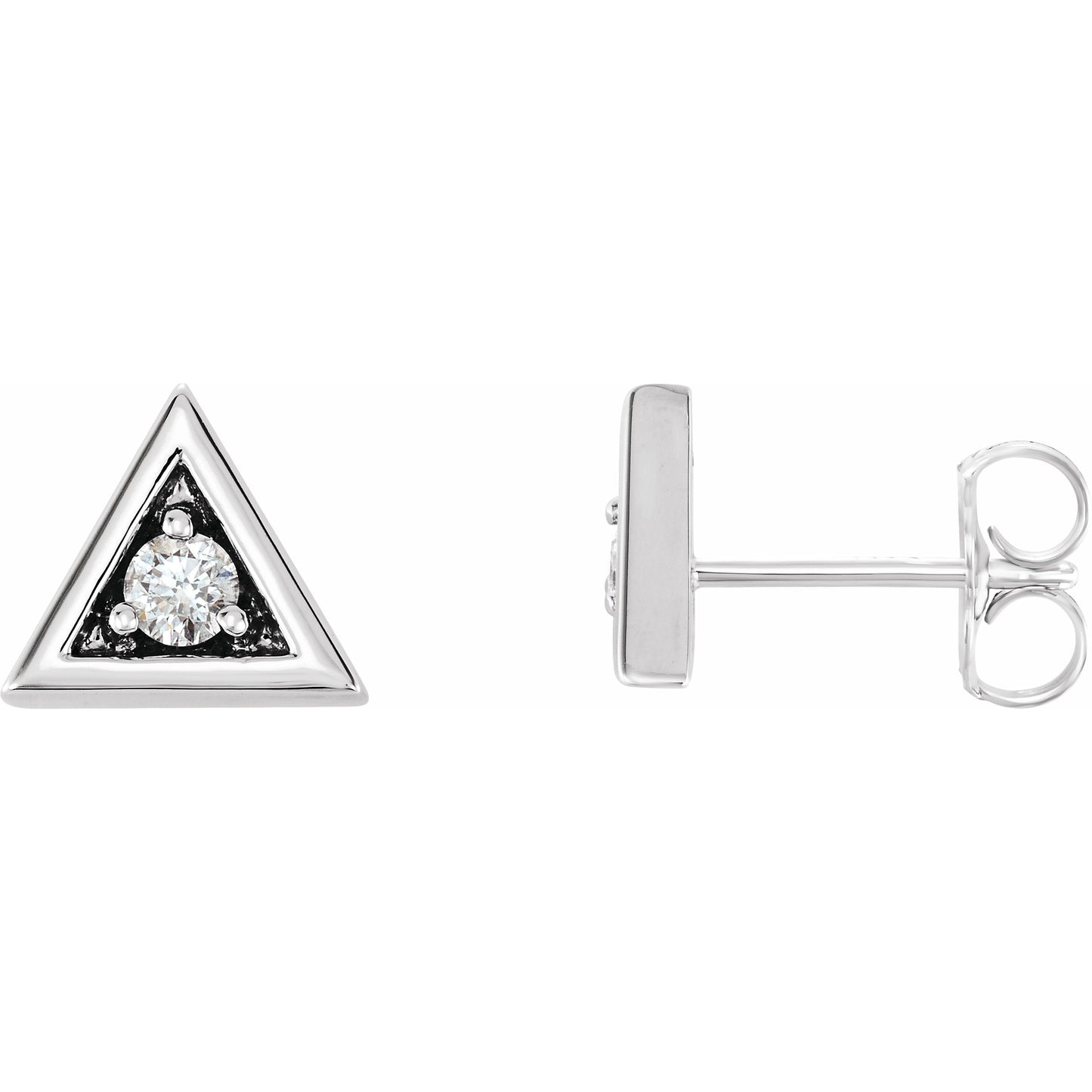14K White 1/8 CTW Diamond Triangle Earrings