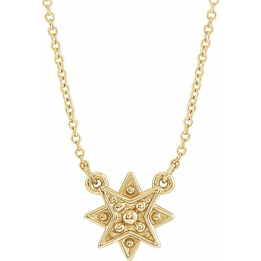 14K Yellow Star 16-18 Necklace