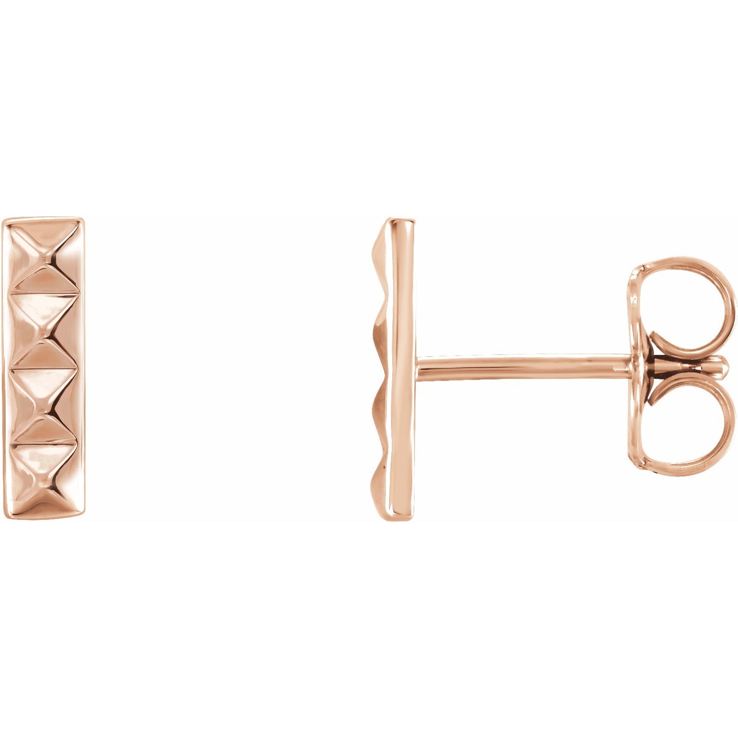 14K Rose Pyramid Bar Earrings