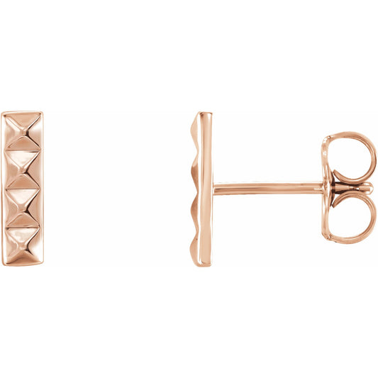14K Rose Pyramid Bar Earrings