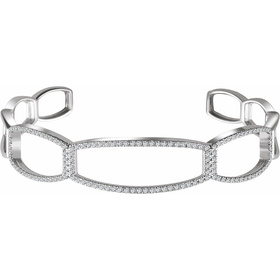 14K White 3/4 CTW Diamond Cuff 6 1/4 Bracelet