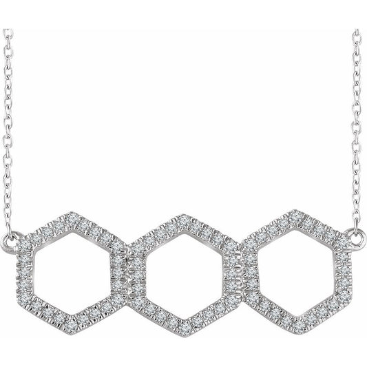 14K White 1/4 CTW Diamond Geometric 16-18 Necklace