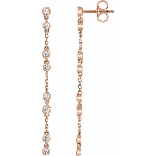 14K Rose 1/3 CTW Diamond Chain Earrings