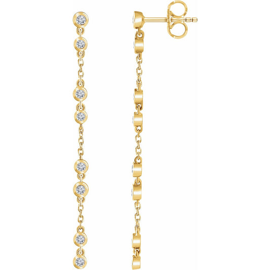 14K Yellow 1/3 CTW Diamond Chain Earrings