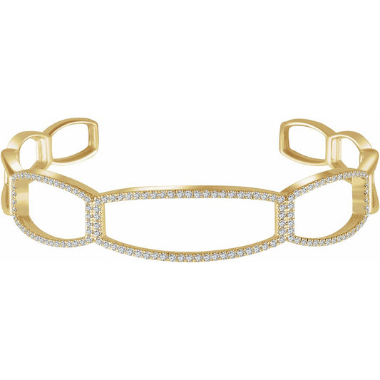 14K Yellow 3/4 CTW Diamond Cuff 6 1/4 Bracelet