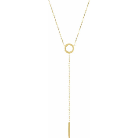 14K Yellow Circle & Bar Y 16-18 Necklace