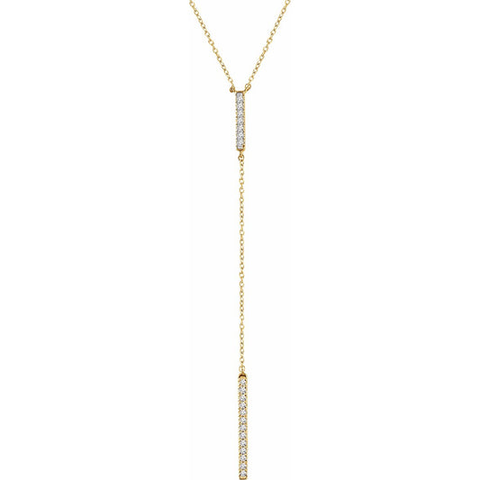 14K Yellow 1/5 CTW Diamond Bar Y 16-18 Necklace
