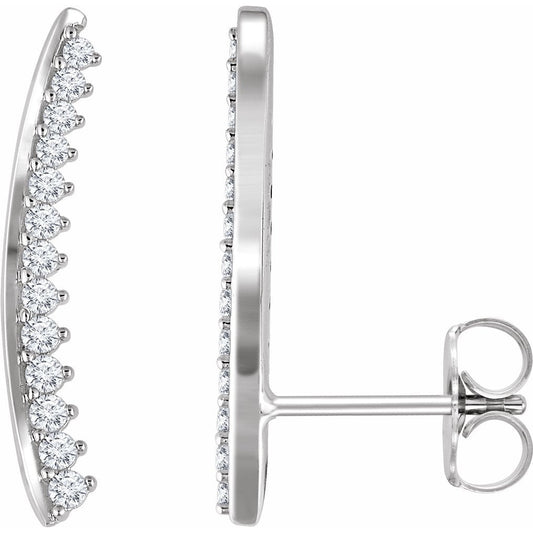 14K White 1/3 CTW Diamond Ear Climbers