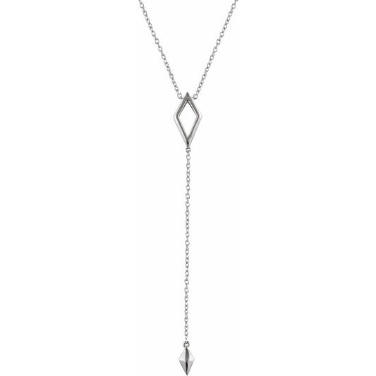 14K White Geometric Y 16-18 Necklace