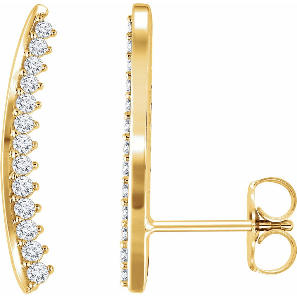 14K Yellow 1/3 CTW Diamond Ear Climbers