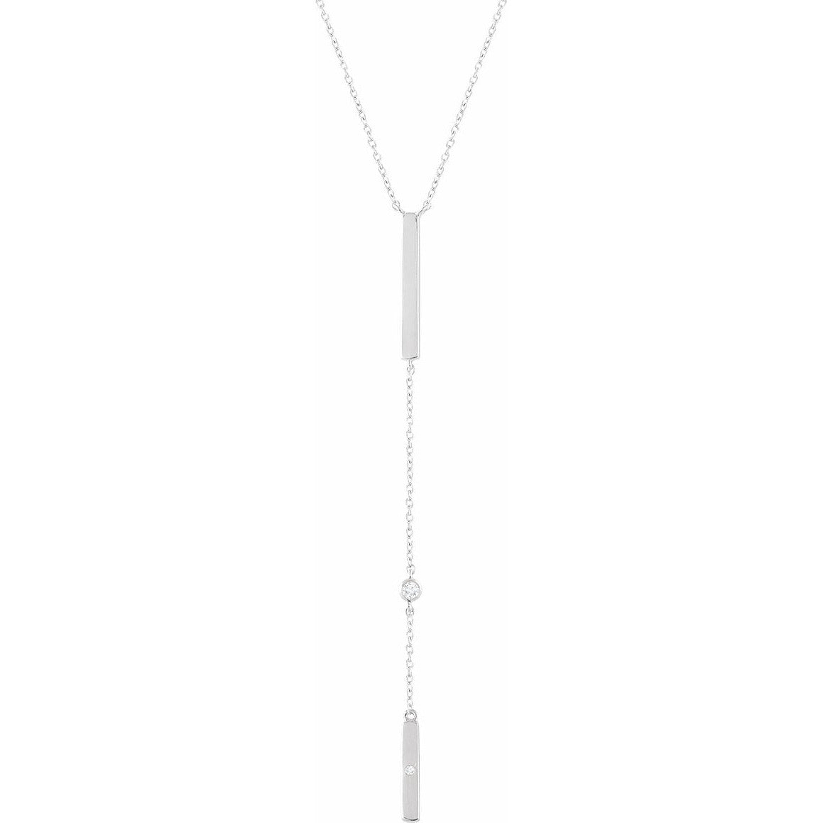 14K White .06 CTW Diamond Bar 16-18 Necklace