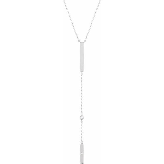 14K White .06 CTW Diamond Bar 16-18 Necklace