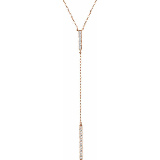 14K Rose 1/5 CTW Diamond Bar Y 16-18 Necklace