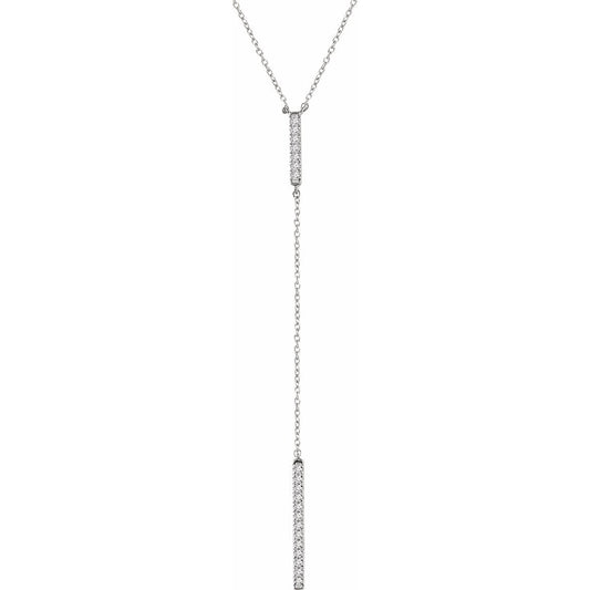 14K White 1/5 CTW Diamond Bar Y 16-18 Necklace