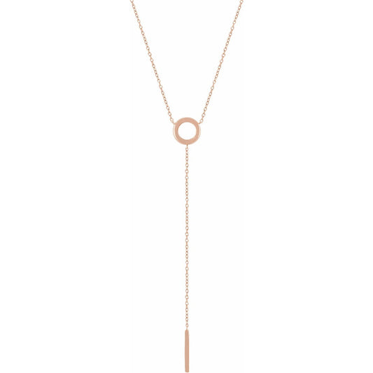 14K Rose Circle & Bar Y 16-18 Necklace