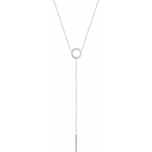 14K White Circle & Bar Y 16-18 Necklace