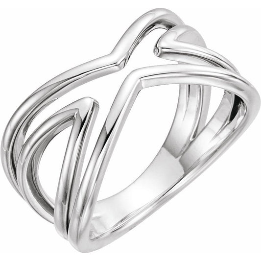 14K White Criss-Cross Ring