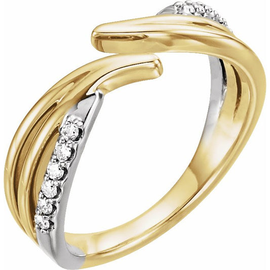 14K Yellow & White 1/8 CTW Diamond Bypass Ring