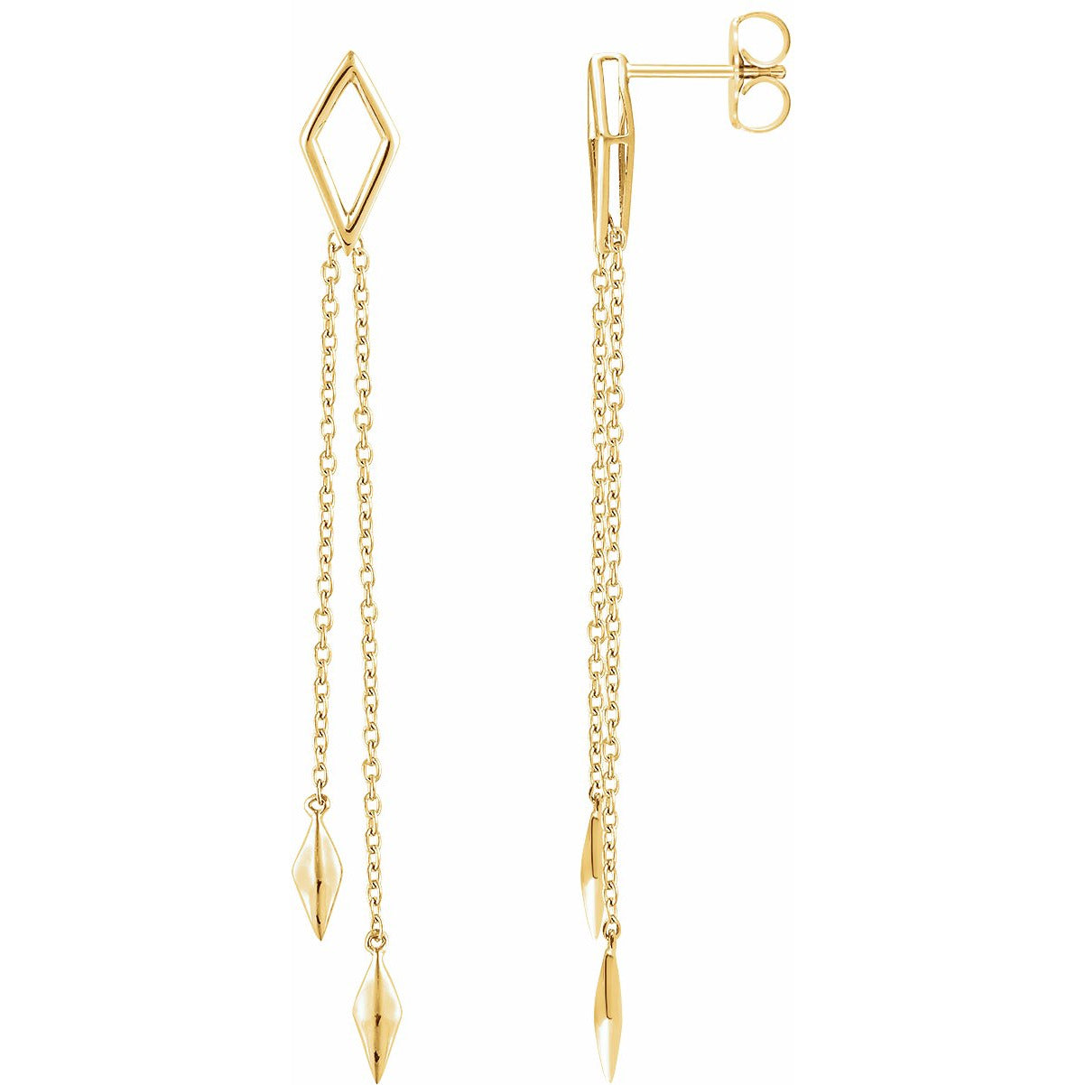 14K Yellow Geometric Chain Earrings