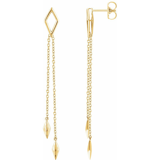 14K Yellow Geometric Chain Earrings